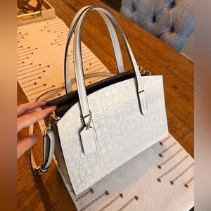 Coach Cream Embossed Shoulder Bag